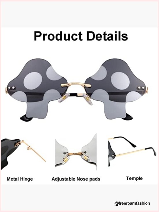 Mushroom Shaped Sunglasses Rimless Retro Sun Glasses UV400 main image 7